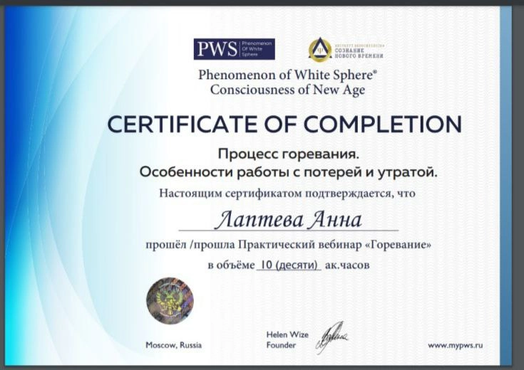 Дополнительный сертификат 39